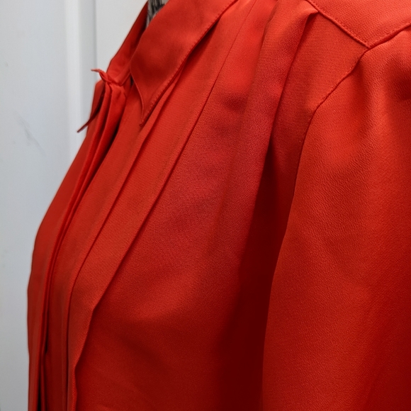 Jones New York vintage red pleated short sleeves blouse - Picture 5 of 9